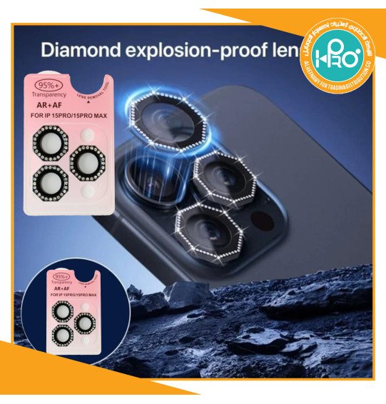 عدسات كاميرا ايفون حريمى استراس  مضلعة IP 15 PRO MAX / IP 15 PRO  