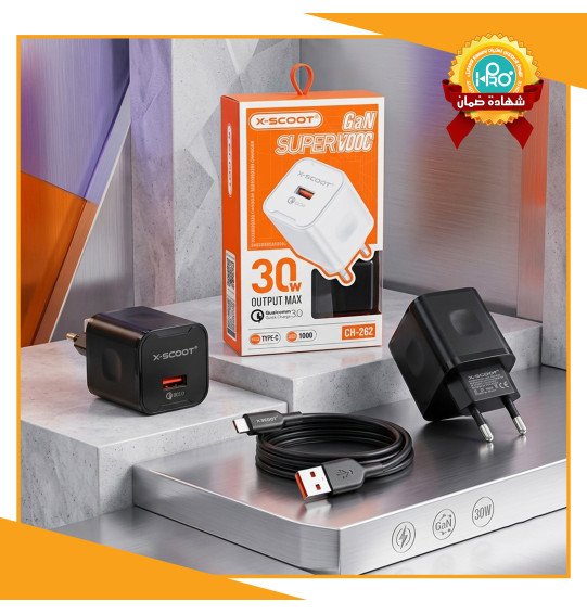 شاحن تايب سى اصلى شركة 30 وات كوالكوم سوبر فوك X-SCOOT CH-262