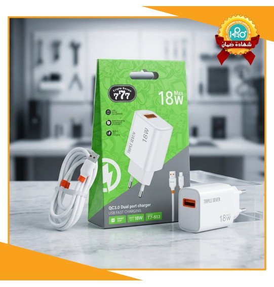 شاحن تايب سى اصلى شركة 18 وات TRIPLE SEVEN 777 T7-513
