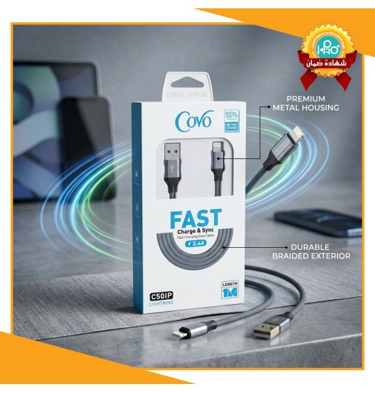 كابل ايفون اصلى شركة  COVO C50 IP