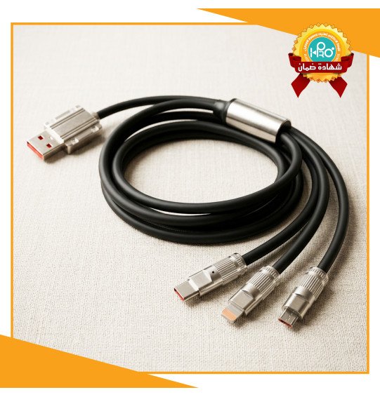 كابل شحن 3*1 بيدعم فاست و سوبر فوك (بدون باكيت)