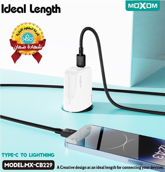 كابل PD ايفون * تايب سى اصلى شركة 36 وات MOXOM MX-CB229