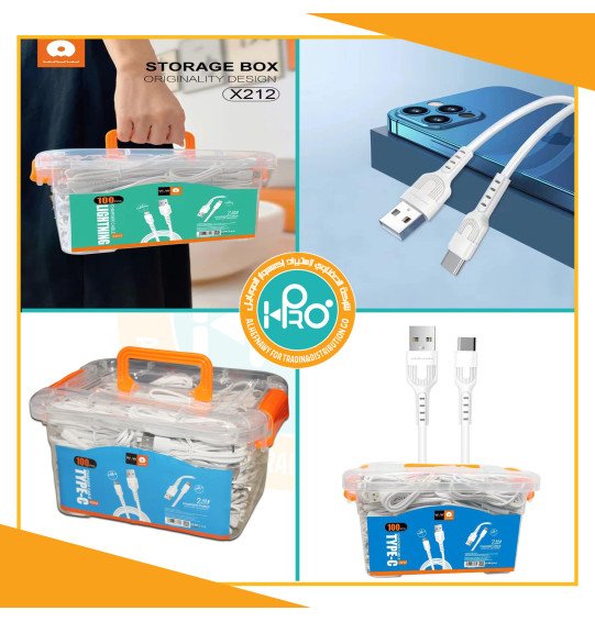 كابل تايب سى اصلى شركة علبة 100 كابل WUW X212