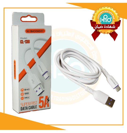 كابل تايب سى اصلى شركة 5 امبير سوبر فاست + سوبر فوك X-SCOOT CL-138 