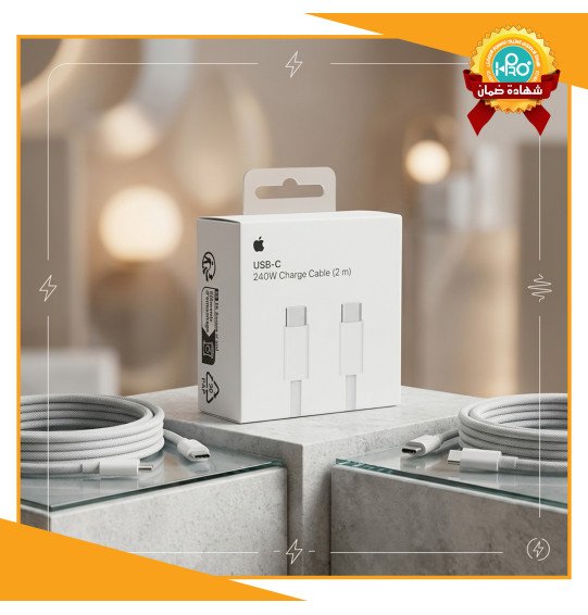 كابل ايفون + ماك بوك  تايب سى * تايب سى  مواصفات خليجى 240 وات طول 2 متر MODEL : 2794