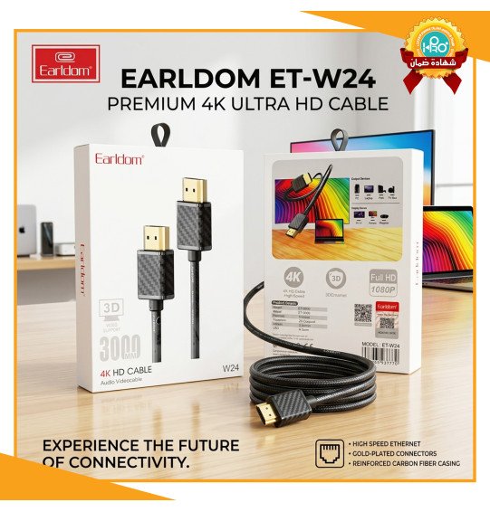 كابل HD اصلى شركة 4K طول 3 متر EARLDOM ET-W24