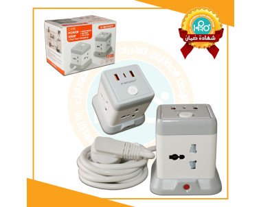 مشترك كهرباء اصلى شركة 4 مخرج + 2 مخرج USB + مخرج تايب سى X-SCOOT XS-518