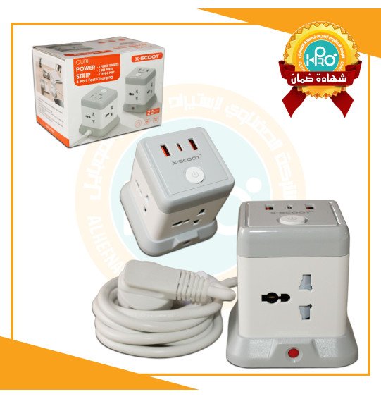 مشترك كهرباء اصلى شركة 4 مخرج + 2 مخرج USB + مخرج تايب سى X-SCOOT XS-518