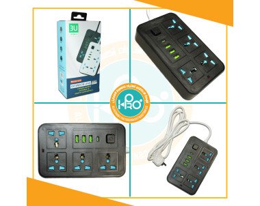 مشترك كهرباء اصلى شركة 4 مخرج كهرباء + 3 مخرج USB + مخرج PD تايب سى 3U MODEL : 633