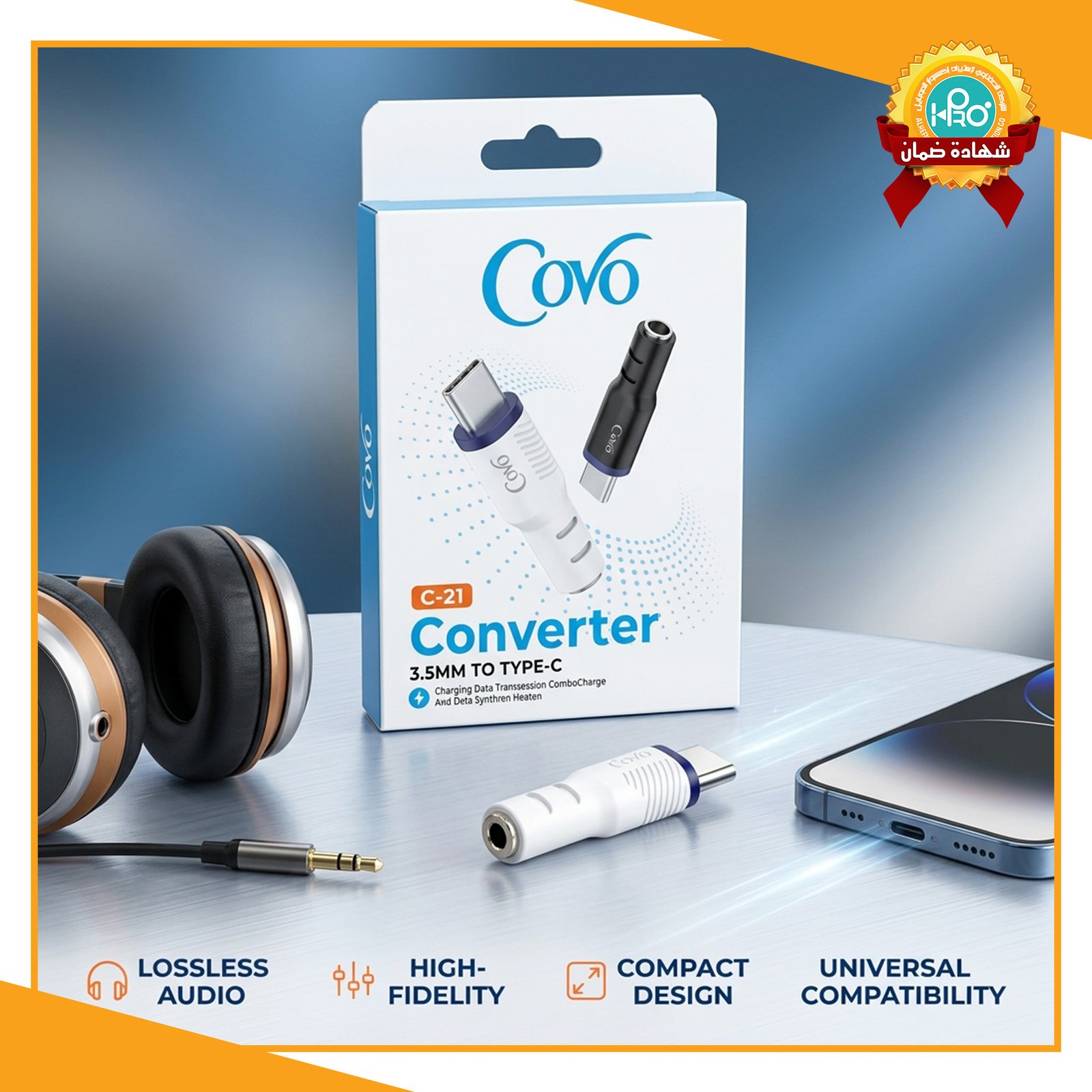 تحويلة سماعه تايب سى اصلية شركة COVO C-21