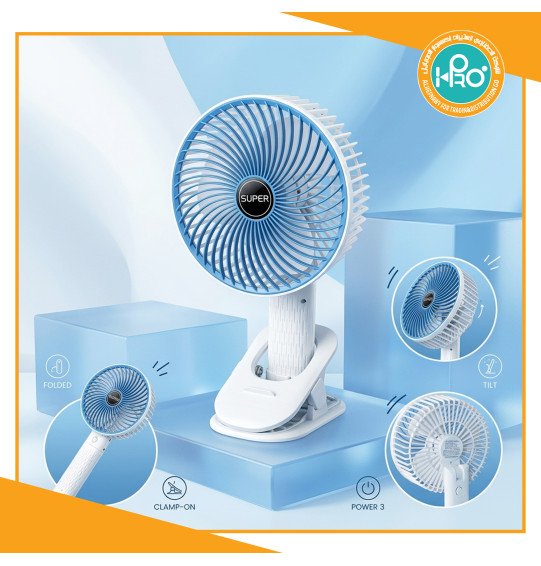 مروحة كبيرة مشبك + استاند باكيت ازرق DESKTOP FAN