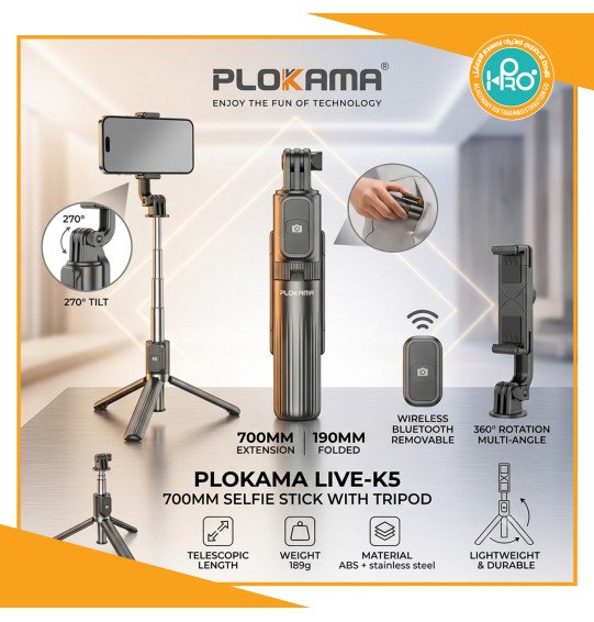 سيلفي بلوتوث اصلى شركة PLOKAMA LIVE-K5
