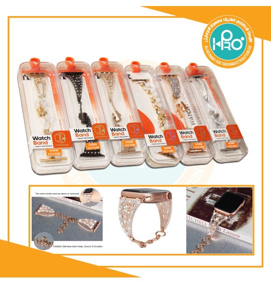 استيك ساعه حريمى باكيت زجاج 5 شكل معدن اصلى شركة WATCH BAND