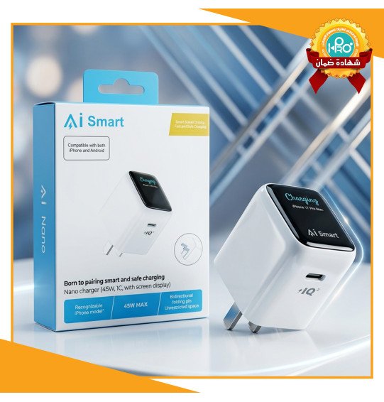 راس شاحن اصلية شركة AI SMART ذكاء اصطناعي 45 وات