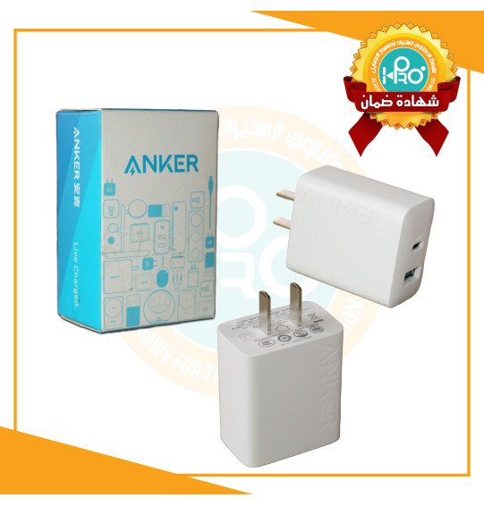 راس شاحن 20 وات اصلية شركة 1 فتحة USB + فتحة PD نانو ANKER A2348