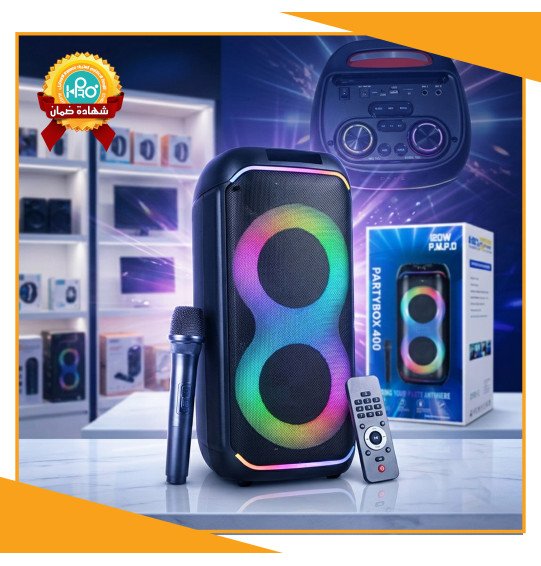 صب كبير بمايك وايرلس ارتفاع 60 سم وعرض 30 سم PARTY BOX 400